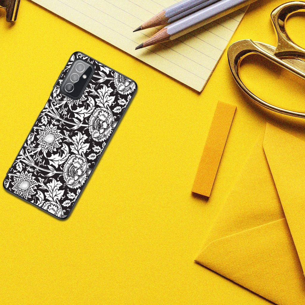 Samsung Galaxy M52 Bloemen Hoesje Black Flowers B2C Telecom