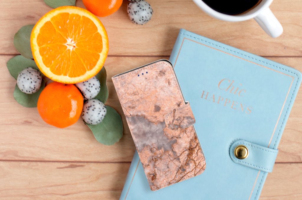 Samsung Galaxy S10e Bookcase Marmer Oranje