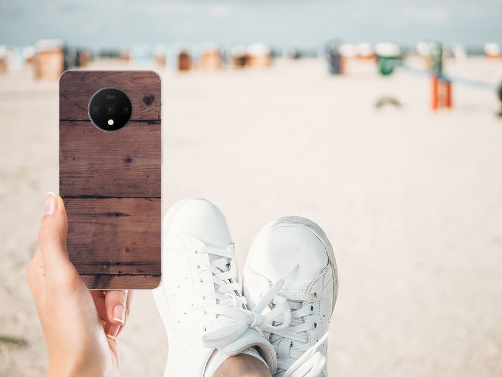 OnePlus 7T Bumper Hoesje Old Wood