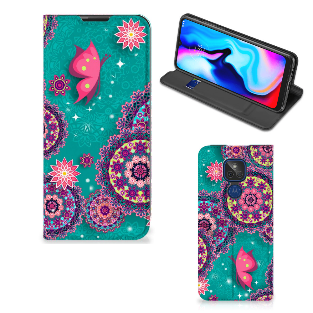 Motorola Moto G9 Play Bookcase Cirkels en Vlinders - B2C Telecom