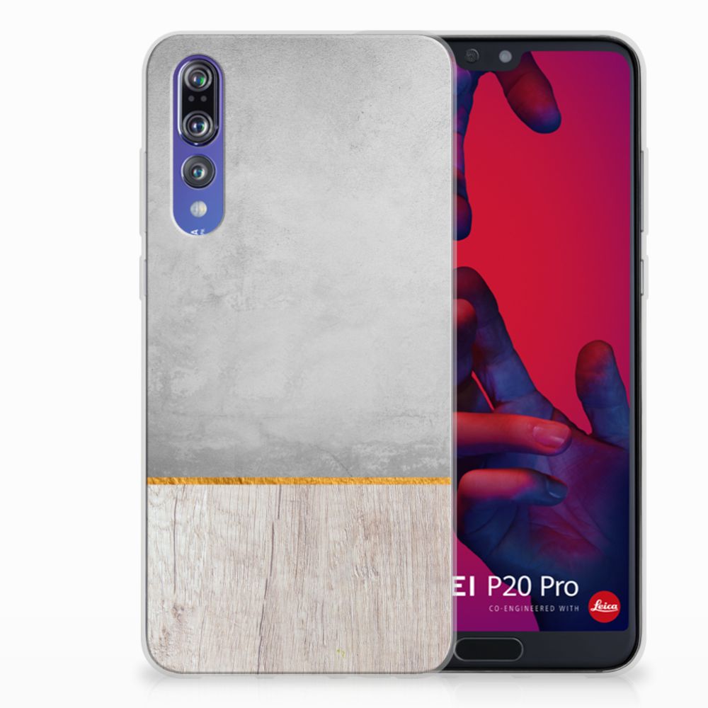 Huawei P20 Pro Bumper Hoesje Wood Concrete