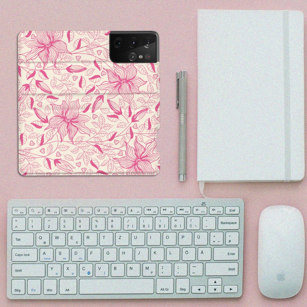 Samsung Galaxy S21 Ultra Smart Cover Pink Flowers - B2C Telecom