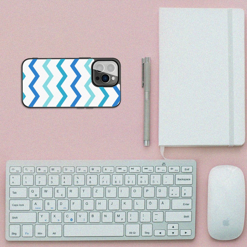iPhone 13 Pro Back Case Zigzag Blauw B2C Telecom