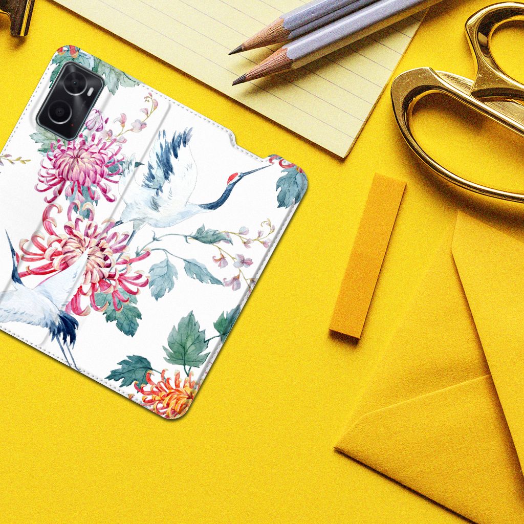 OPPO A96 | A76 Hoesje maken Bird Flowers - B2C Telecom