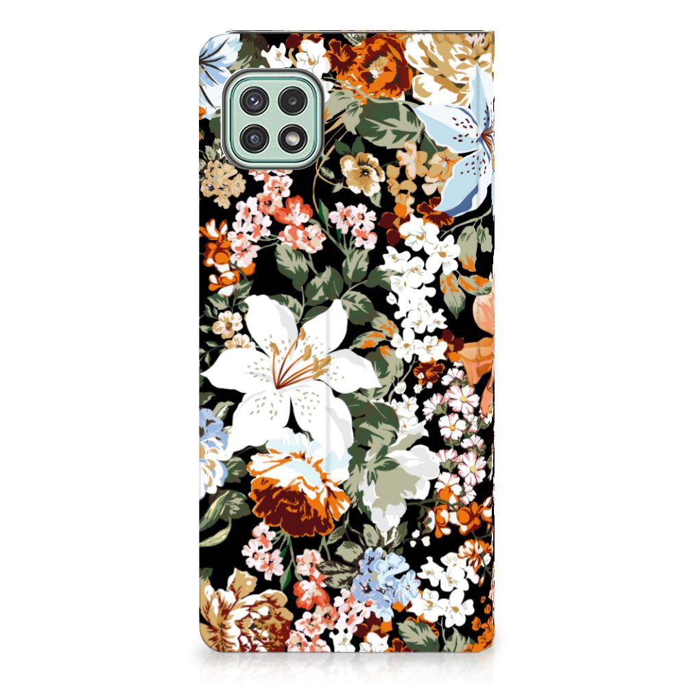 Smart Cover voor Samsung Galaxy A22 5G Dark Flowers - B2C Telecom