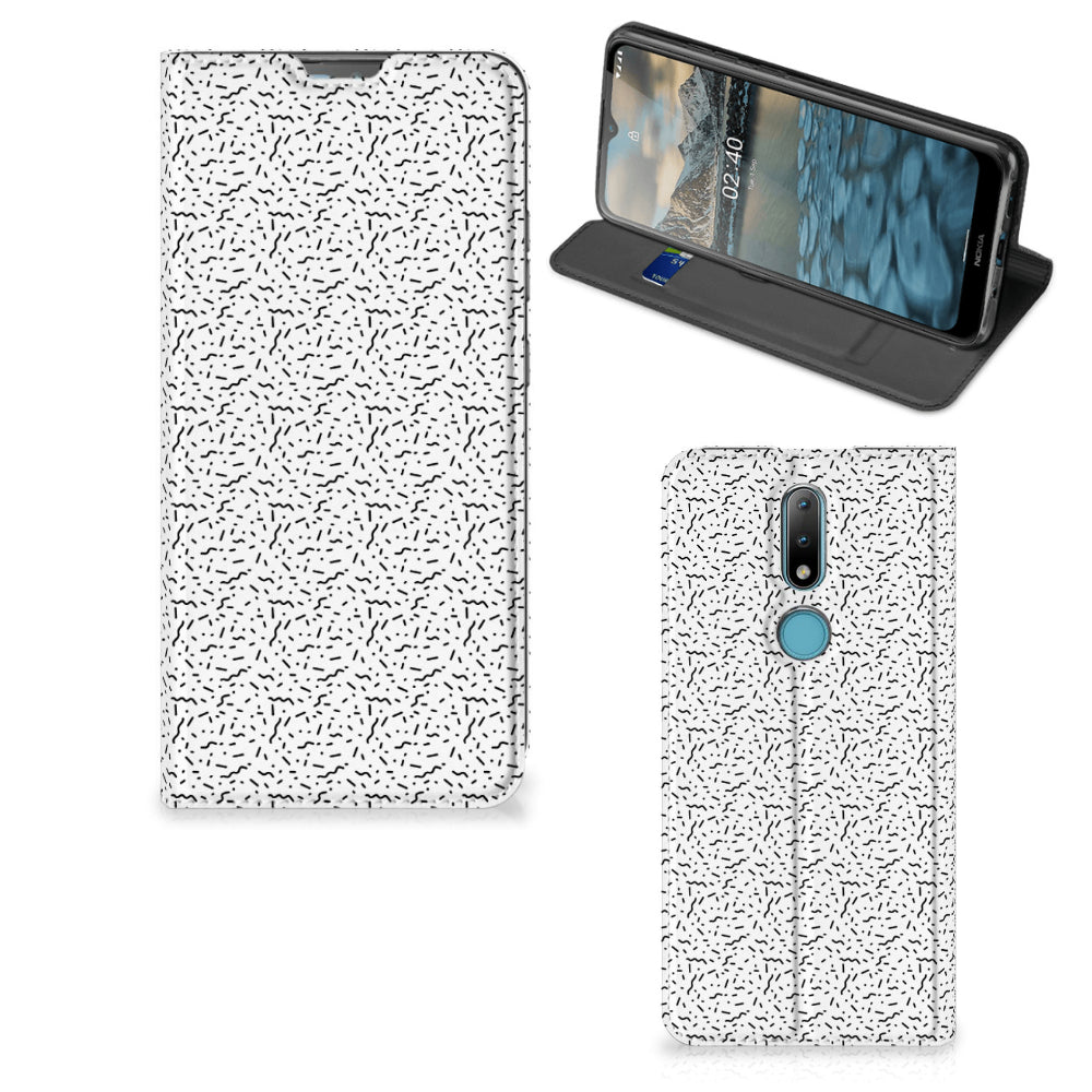 Nokia 2.4 Hoesje met Magneet Stripes Dots
