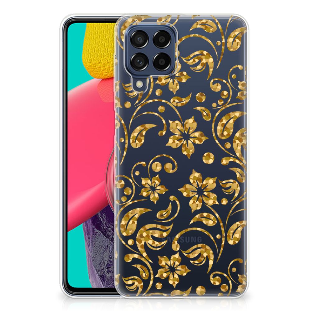 Samsung Galaxy M53 TPU Case Gouden Bloemen