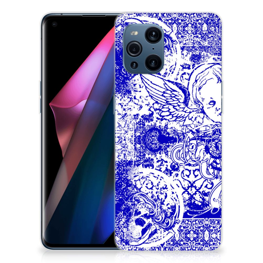 Silicone Back Case OPPO Find X3 | X3 Pro Angel Skull Blauw