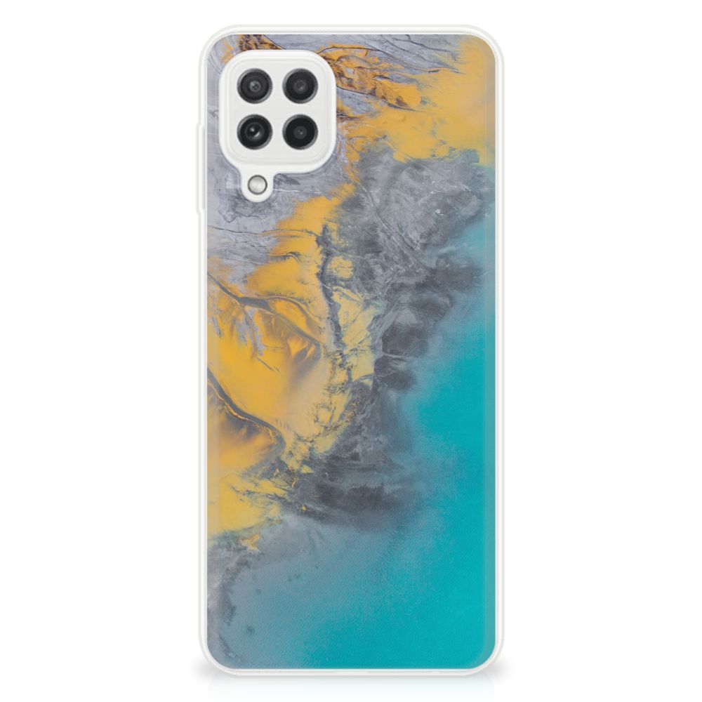 Samsung Galaxy A22 4G | M22 TPU Siliconen Hoesje Marble Blue Gold B2C Telecom