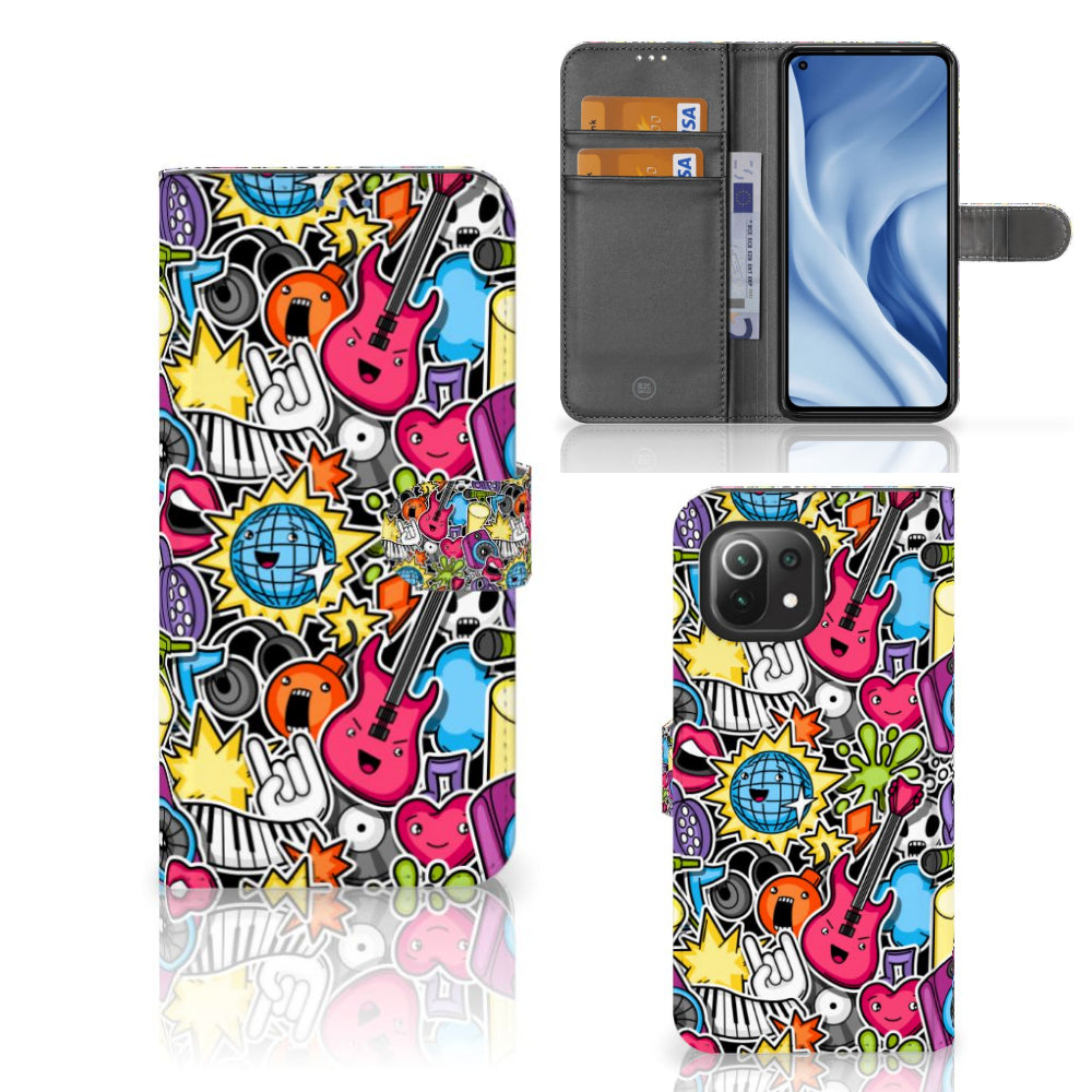 Xiaomi 11 Lite 5G NE | Mi 11 Lite Wallet Case met Pasjes Punk Rock