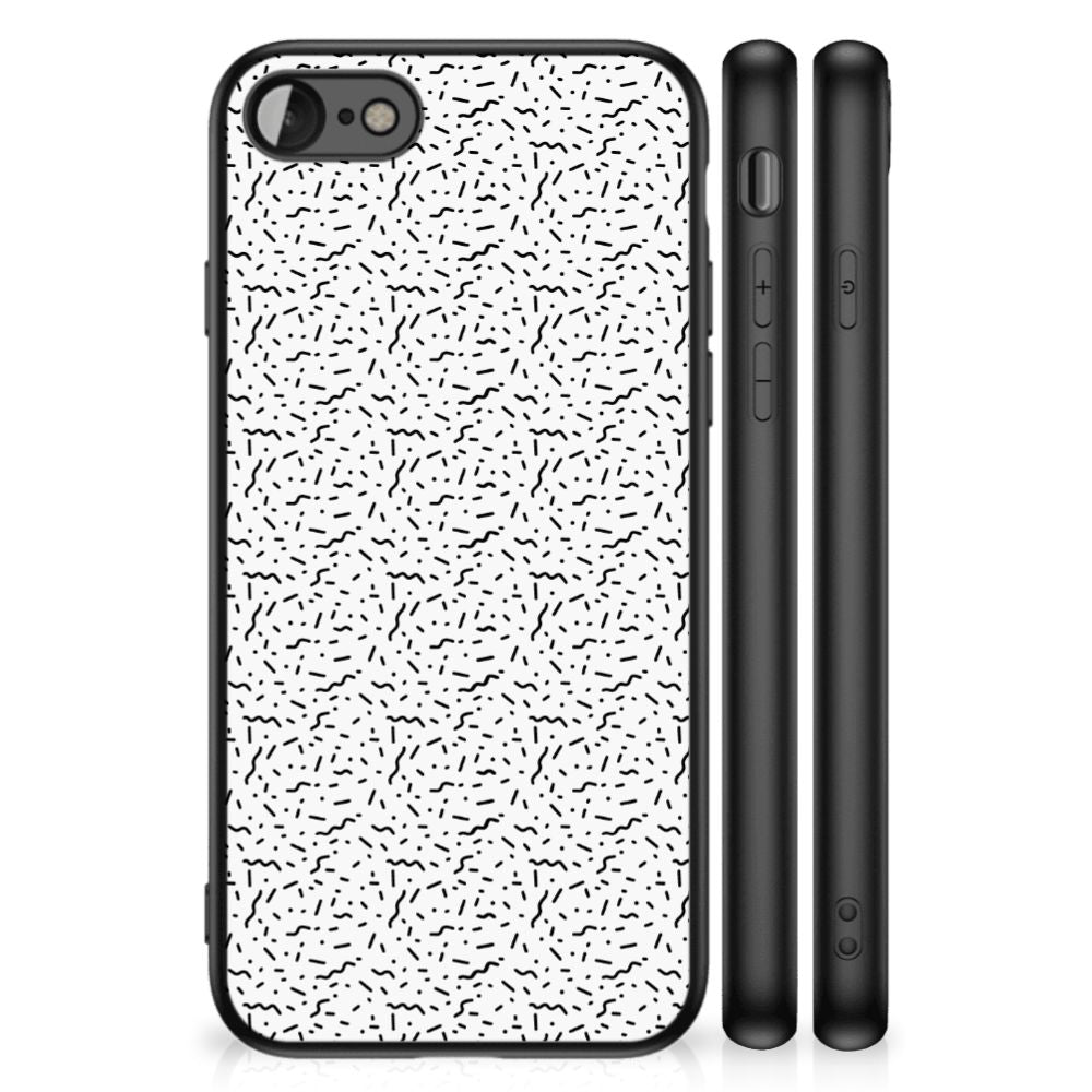 iPhone SE 2022 | SE 2020 | 7/8 Back Case Stripes Dots in black and white design showcasing durability and style.
