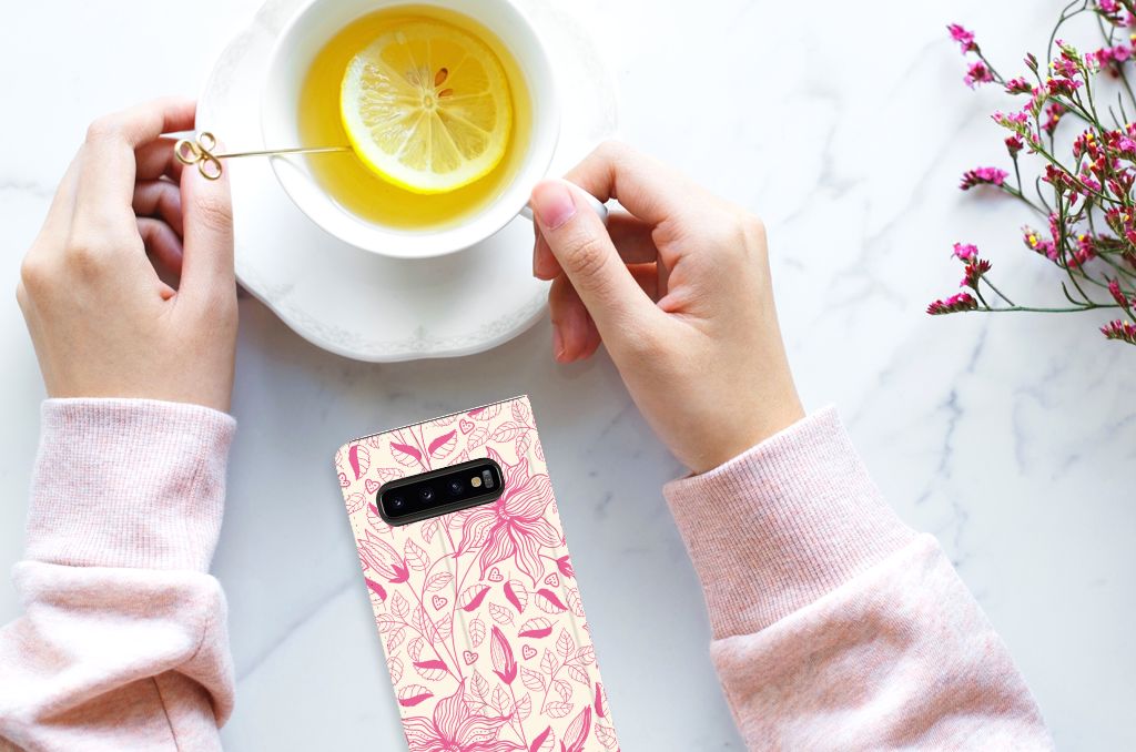 Samsung Galaxy S10 Smart Cover Pink Flowers