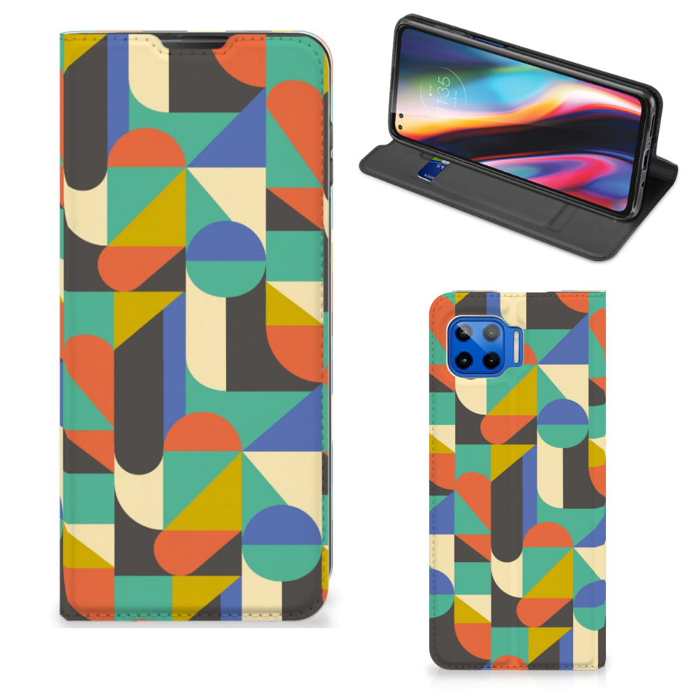 Motorola Moto G 5G Plus Hoesje met Magneet Funky Retro - B2C Telecom