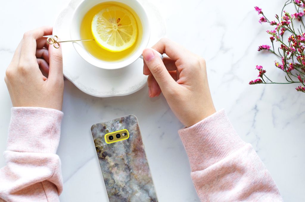 Samsung Galaxy S10e TPU Siliconen Hoesje Marmer Grijs
