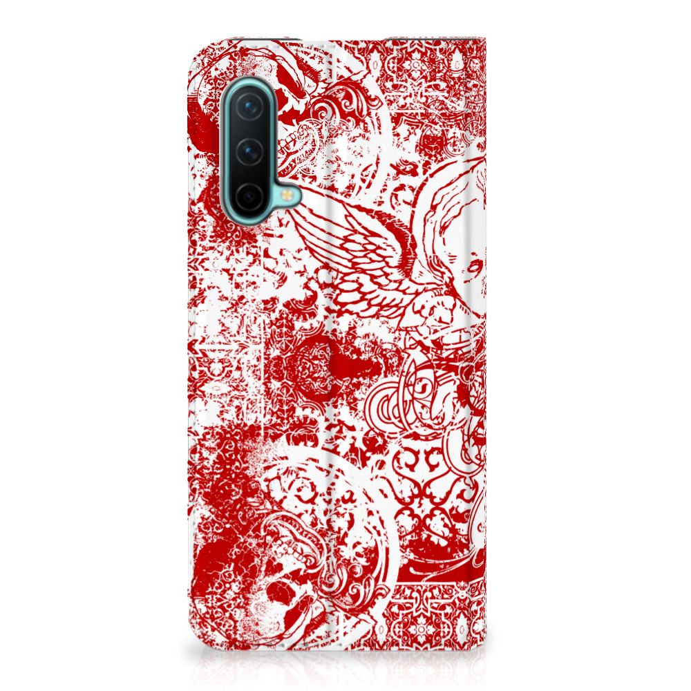 Mobiel BookCase OnePlus Nord CE 5G Angel Skull Rood - B2C Telecom