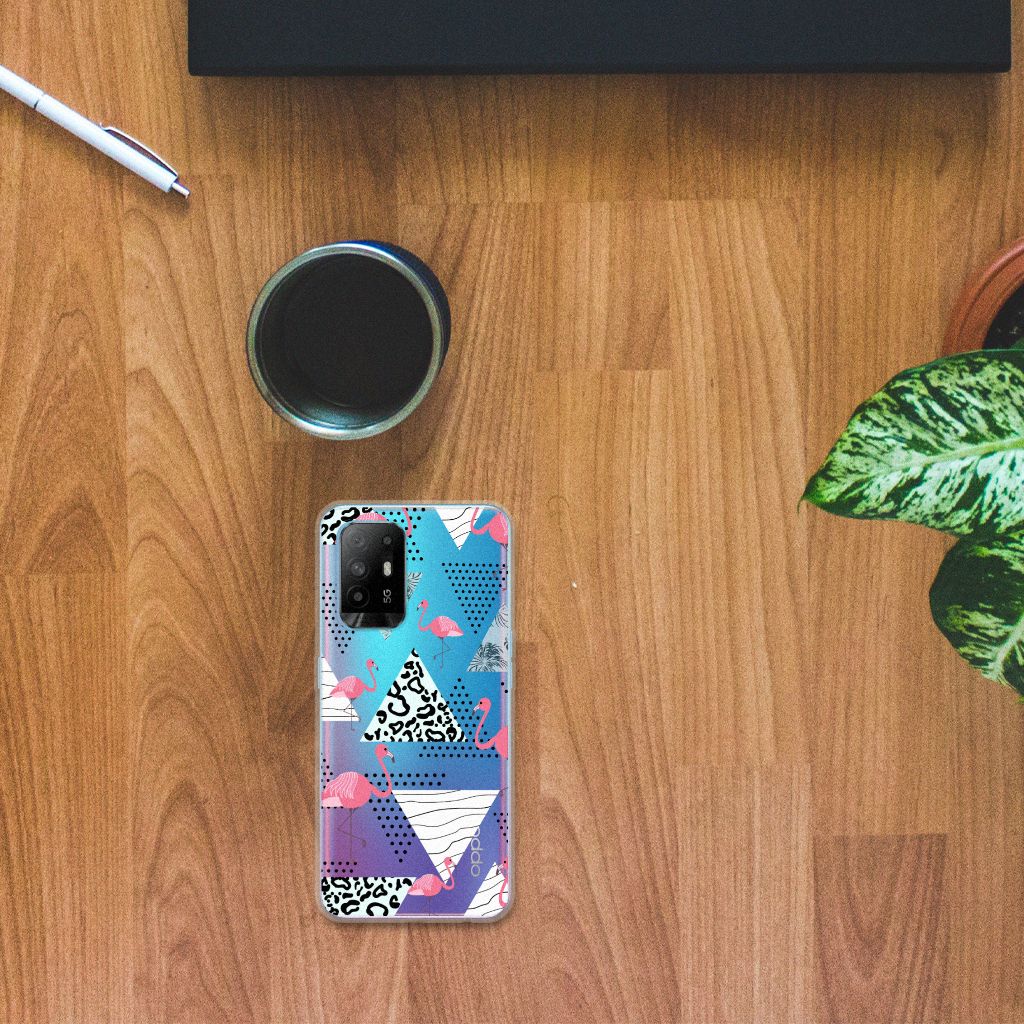 OPPO A94 5G | Reno5 Z TPU Hoesje Flamingo Triangle B2C Telecom