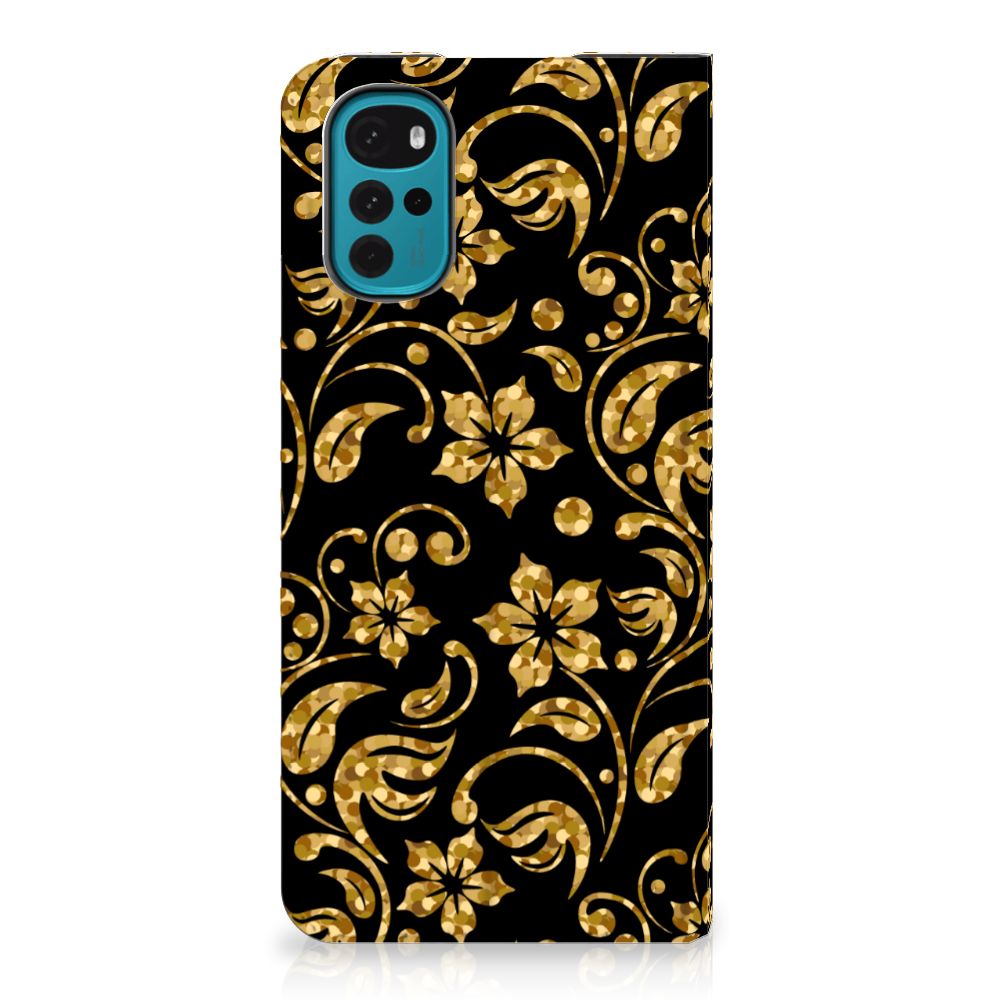 Motorola Moto G22 Smart Cover Gouden Bloemen - B2C Telecom