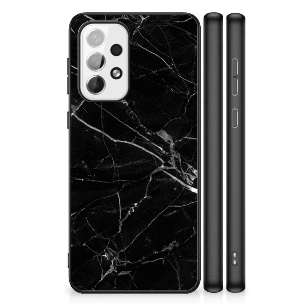 Samsung Galaxy A73 Marmeren Print Telefoonhoesje Marmer Zwart - Origineel Cadeau Vader B2C Telecom
