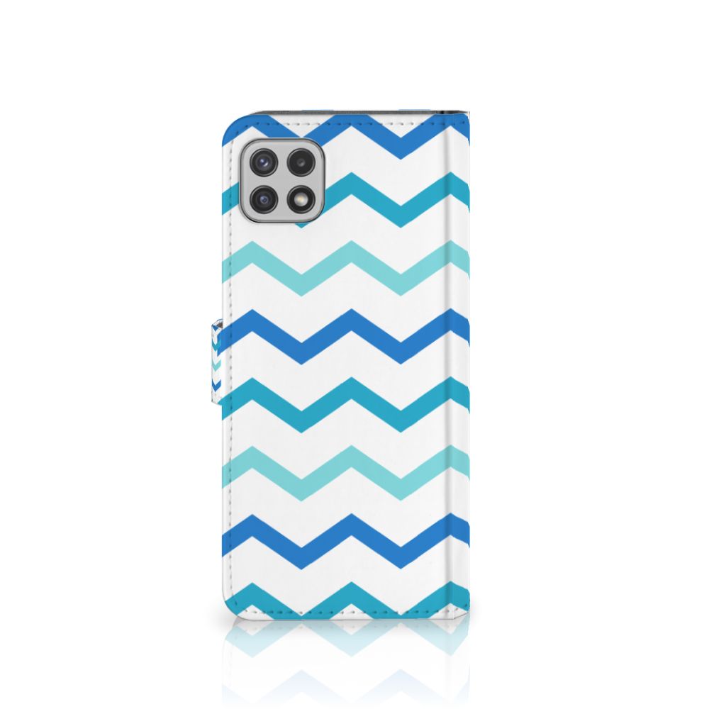 Samsung Galaxy A22 5G Telefoon Hoesje Zigzag Blauw