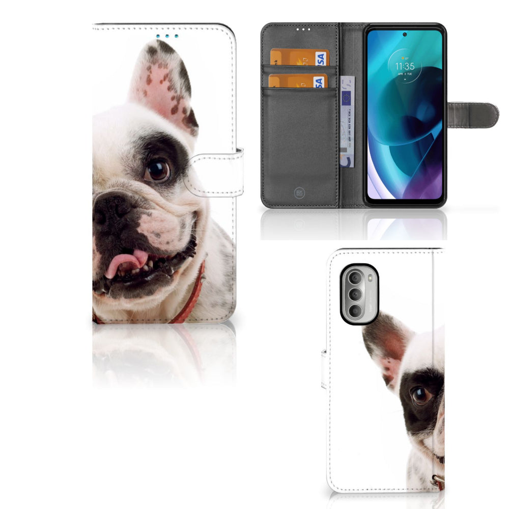 Motorola Moto G51 5G Telefoonhoesje met Pasjes Franse Bulldog