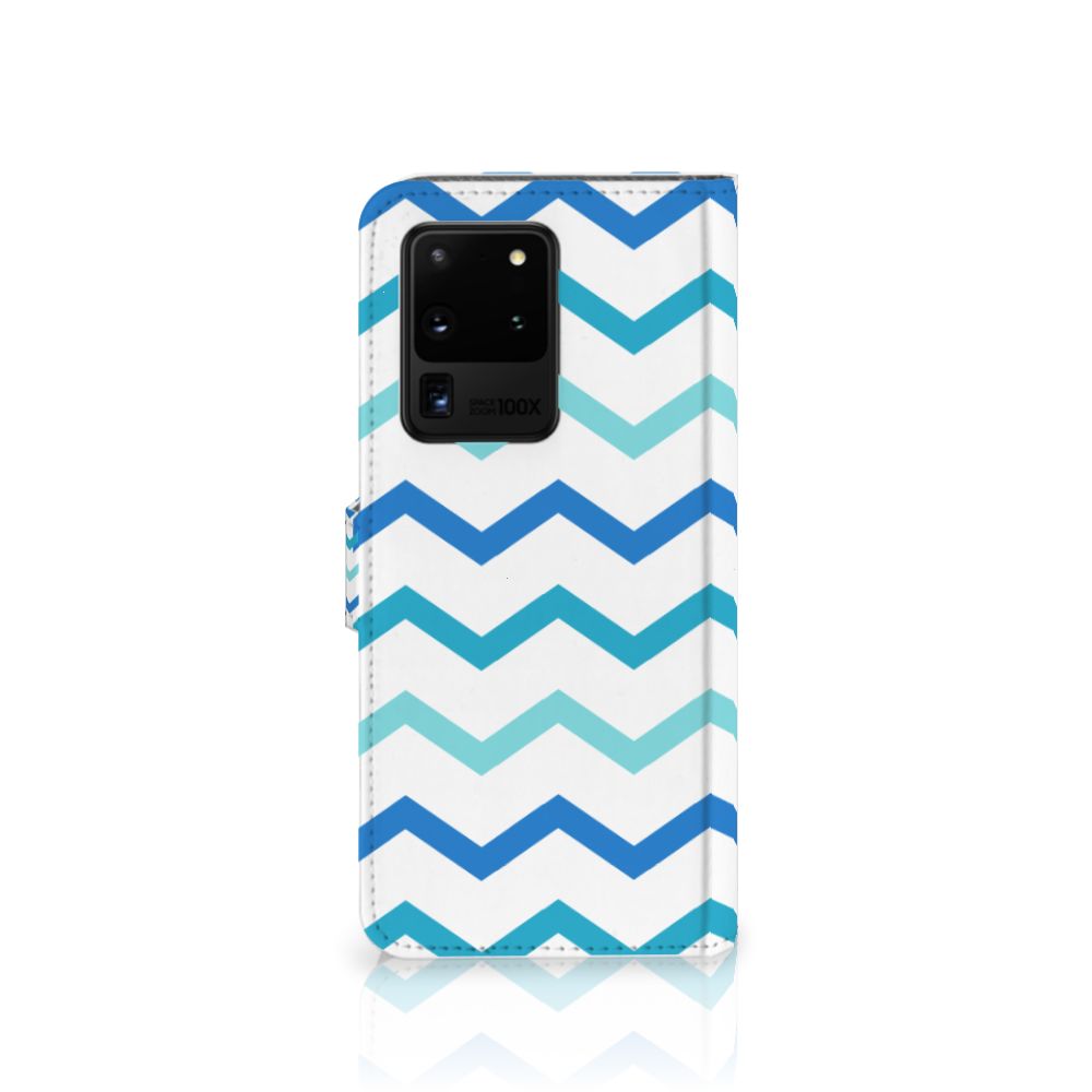 Samsung Galaxy S20 Ultra Telefoon Hoesje Zigzag Blauw