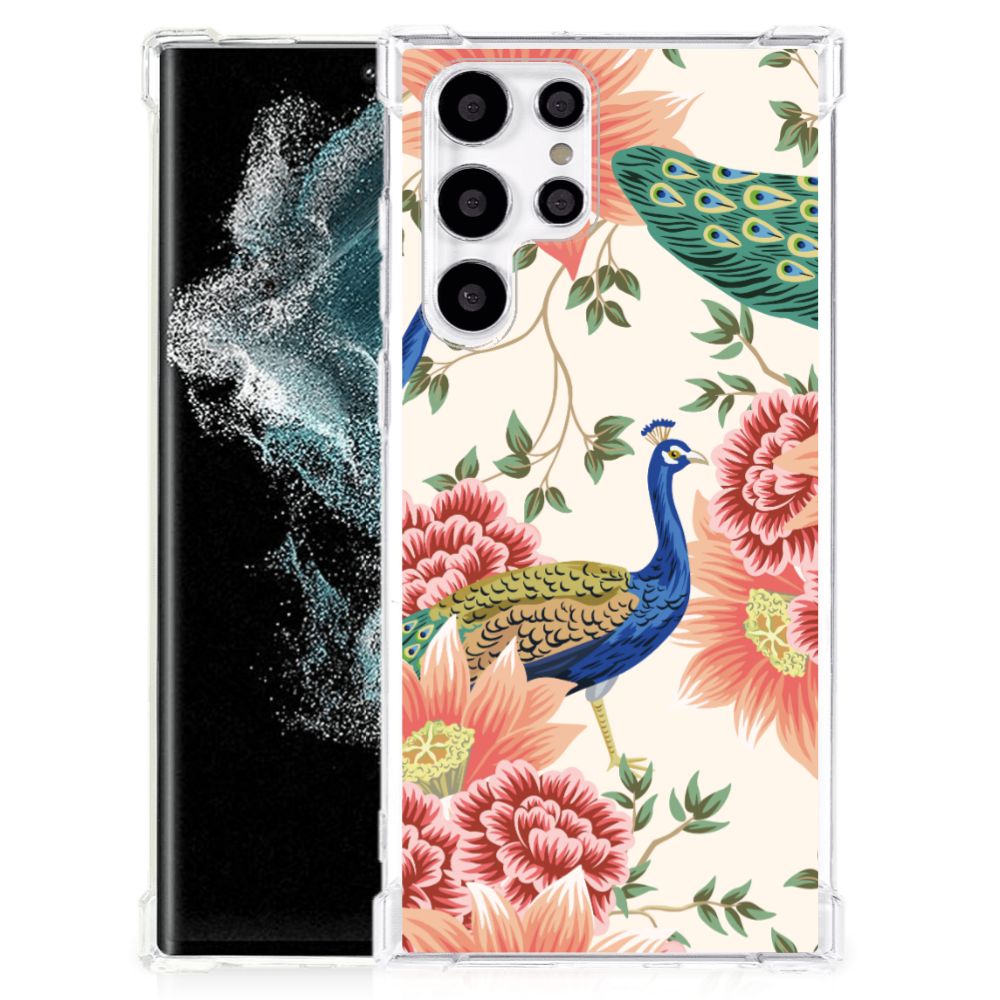 Case Anti-shock voor Samsung Galaxy S22 Ultra Pink Peacock B2C Telecom