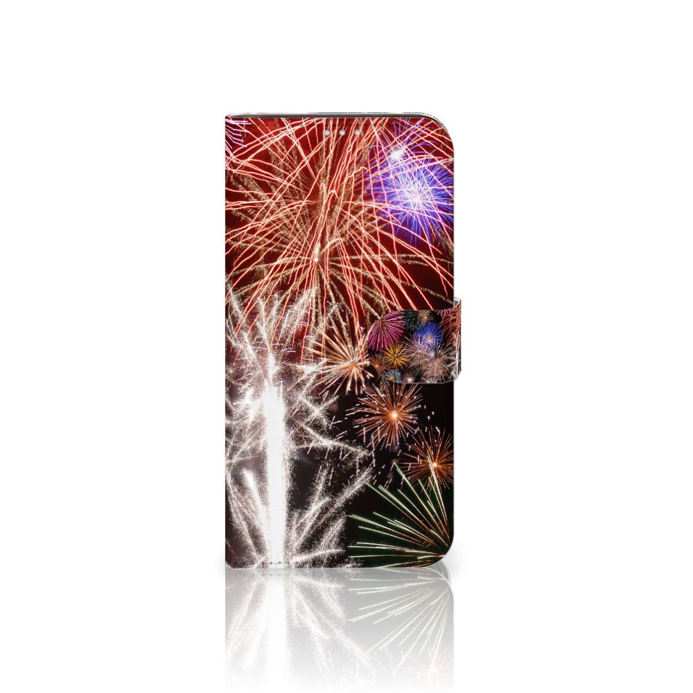 Motorola G8 Power Wallet Case met Pasjes Vuurwerk