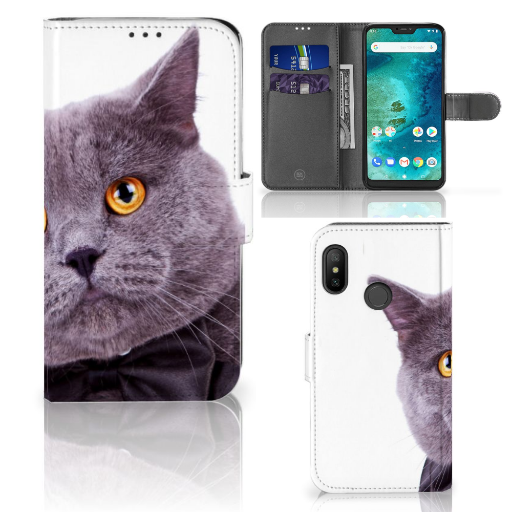 Xiaomi Mi A2 Lite Telefoonhoesje met Pasjes Kat