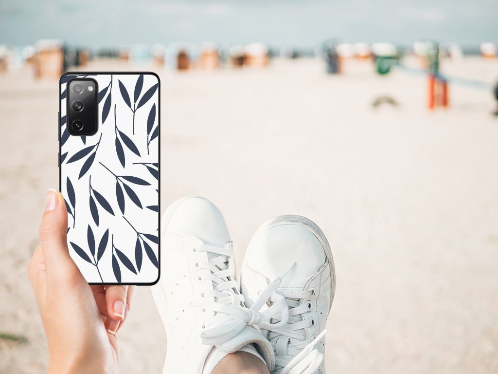 Samsung Galaxy S20 FE Bloemen Hoesje Leaves Blue B2C Telecom