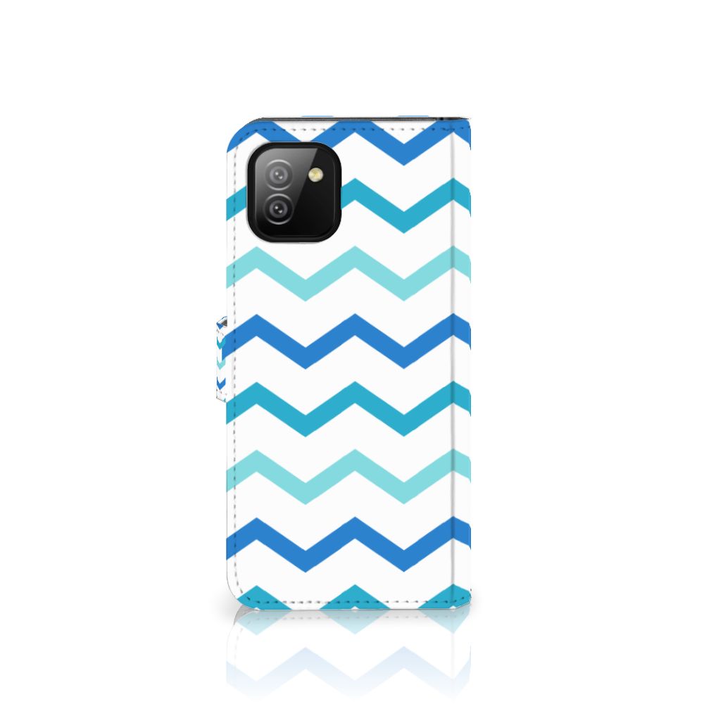 Samsung Galaxy A03 Telefoon Hoesje Zigzag Blauw