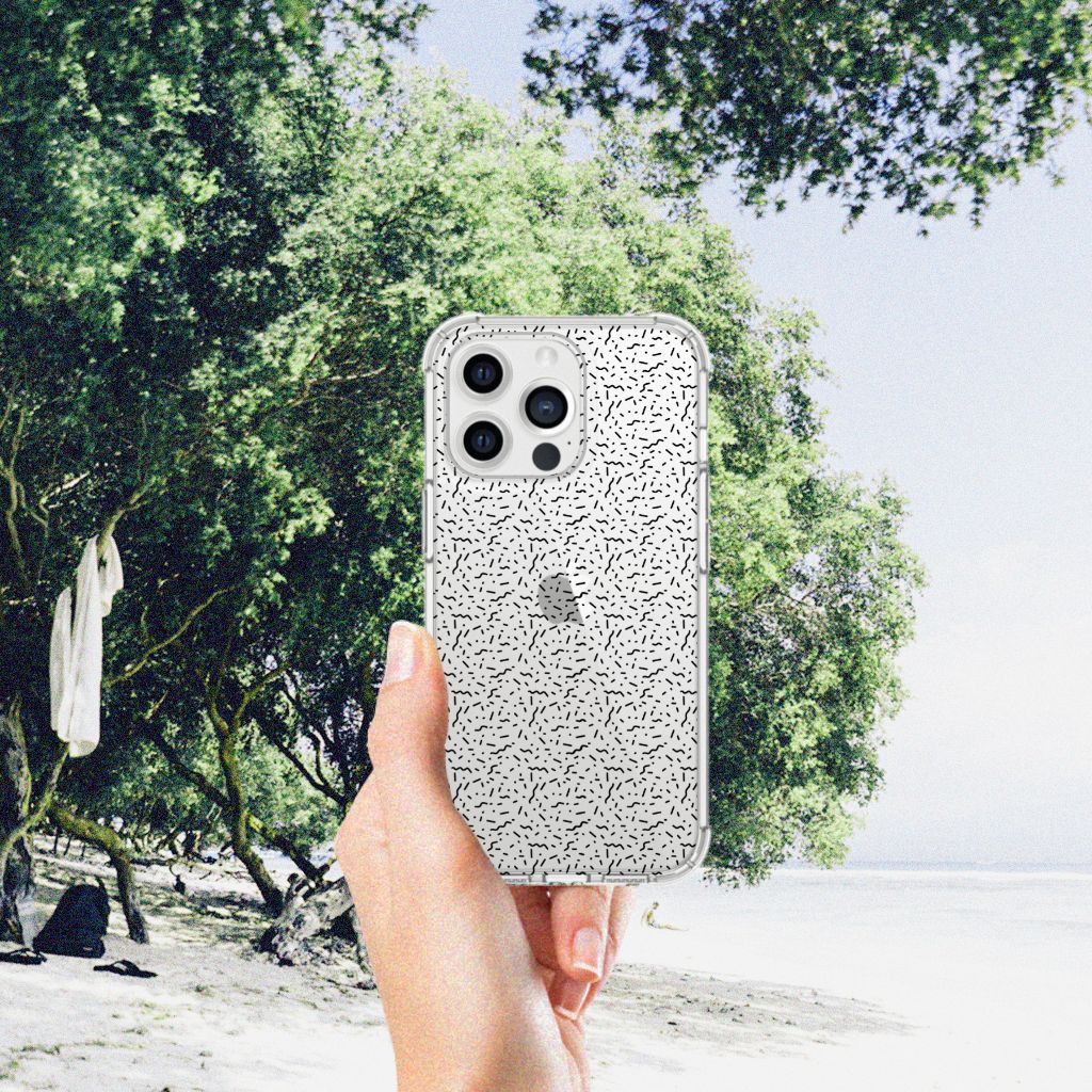 iPhone 13 Pro Max Doorzichtige Silicone Hoesje Stripes Dots - B2C Telecom