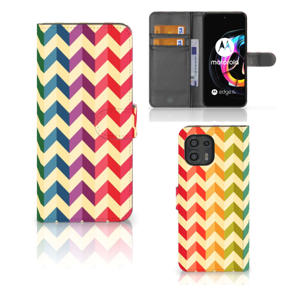 Motorola Edge 20 Lite Telefoon Hoesje Zigzag Multi Color