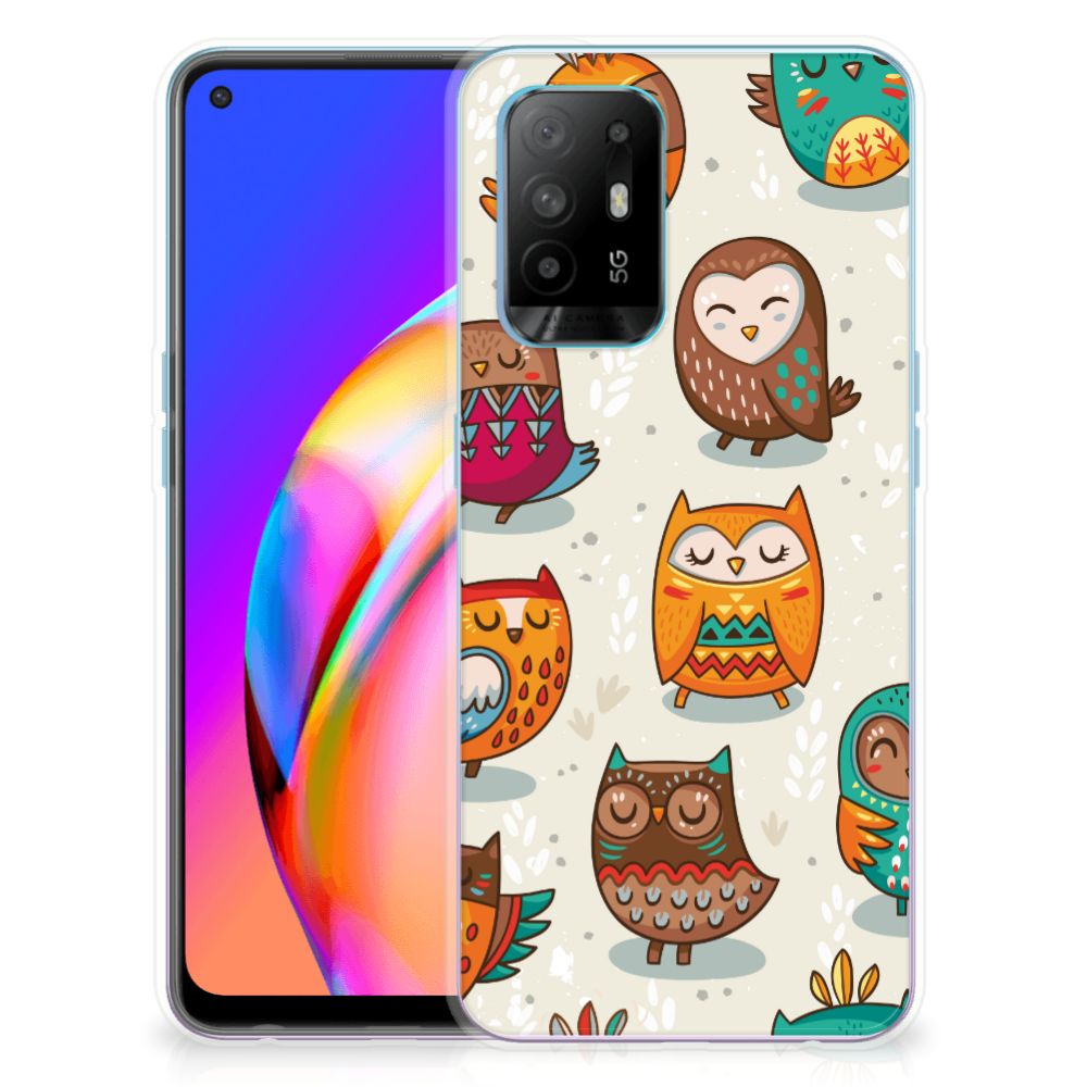 OPPO A94 5G | Reno5 Z TPU Hoesje Vrolijke Uilen