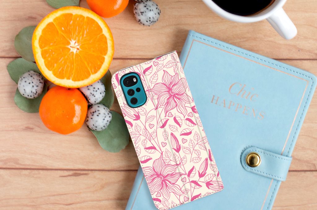 Motorola Moto G22 Smart Cover Pink Flowers - B2C Telecom