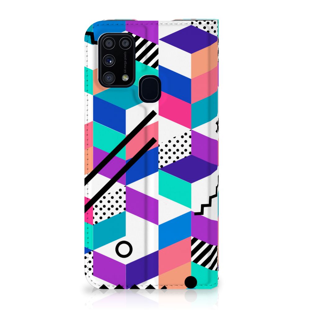 Samsung Galaxy M31 Stand Case Blokken Kleurrijk - B2C Telecom