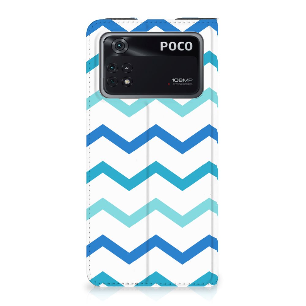 Poco X4 Pro 5G Hoesje met Magneet Zigzag Blauw - B2C Telecom