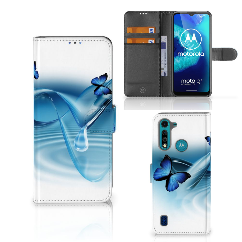 Motorola G8 Power Lite Telefoonhoesje met Pasjes Vlinders