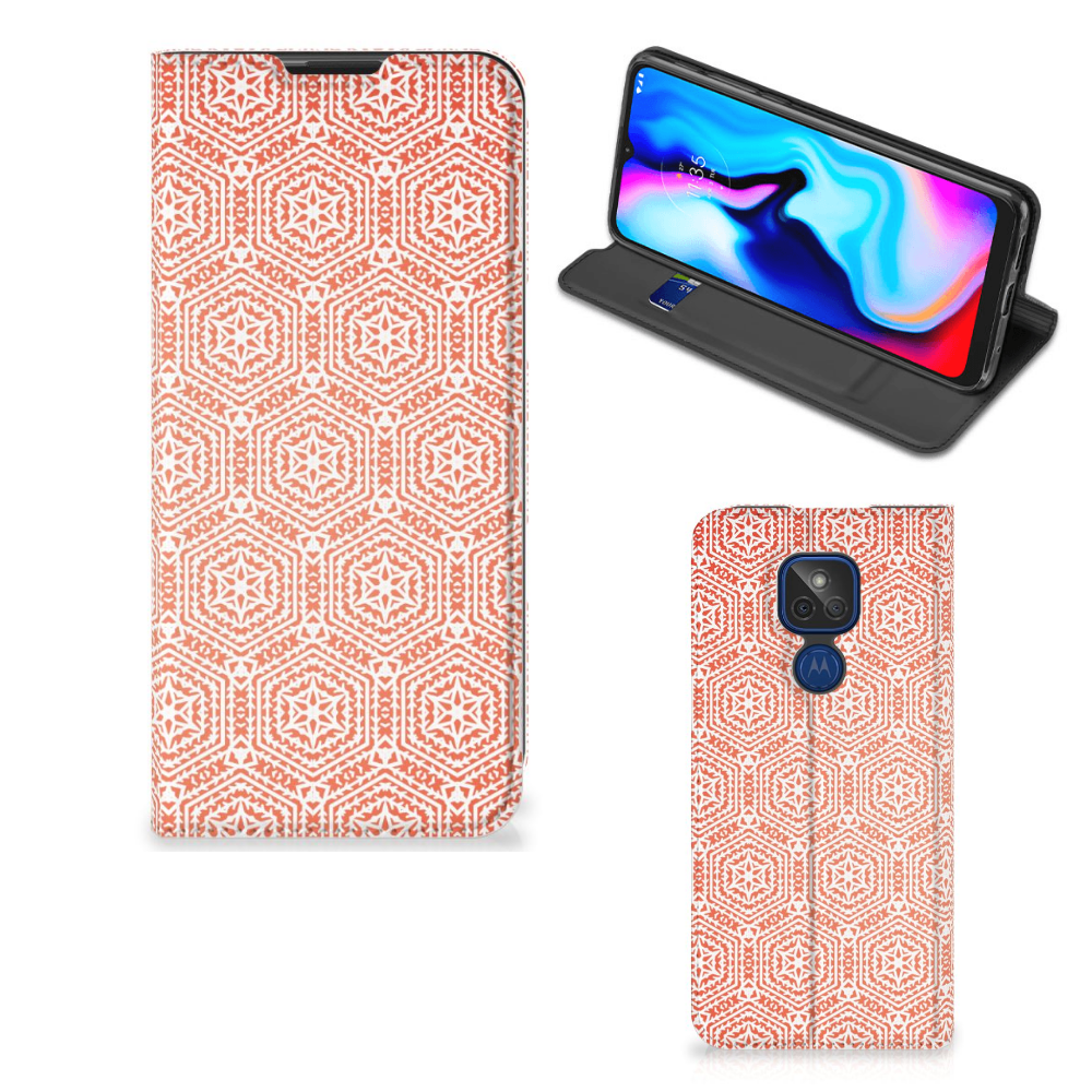 Motorola Moto G9 Play Hoesje met Magneet Pattern Orange - B2C Telecom