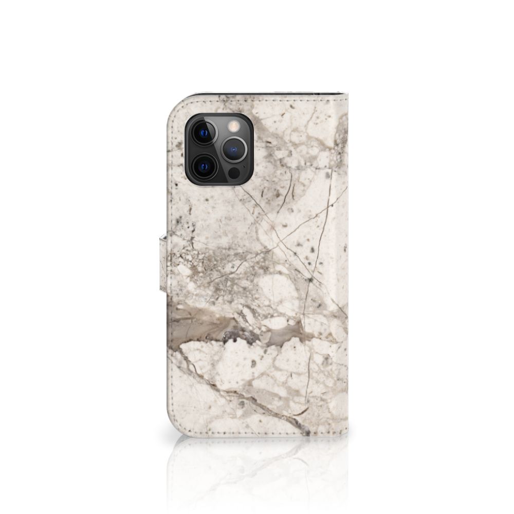 Apple iPhone 12 Pro Max Bookcase Marmer Beige