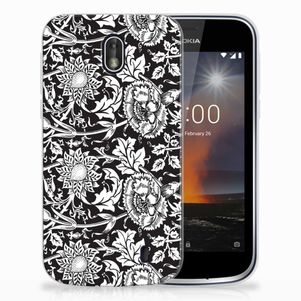 Nokia 1 TPU Case Black Flowers