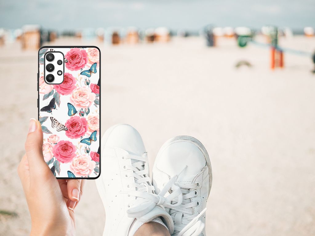 Samsung Galaxy A32 4G | A32 5G Enterprise Editie Bloemen Hoesje Butterfly Roses B2C Telecom