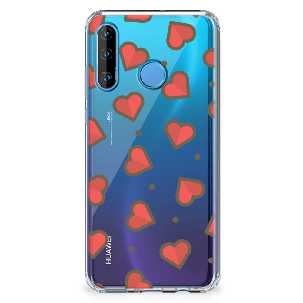 Huawei P30 Lite Doorzichtige Silicone Hoesje Hearts