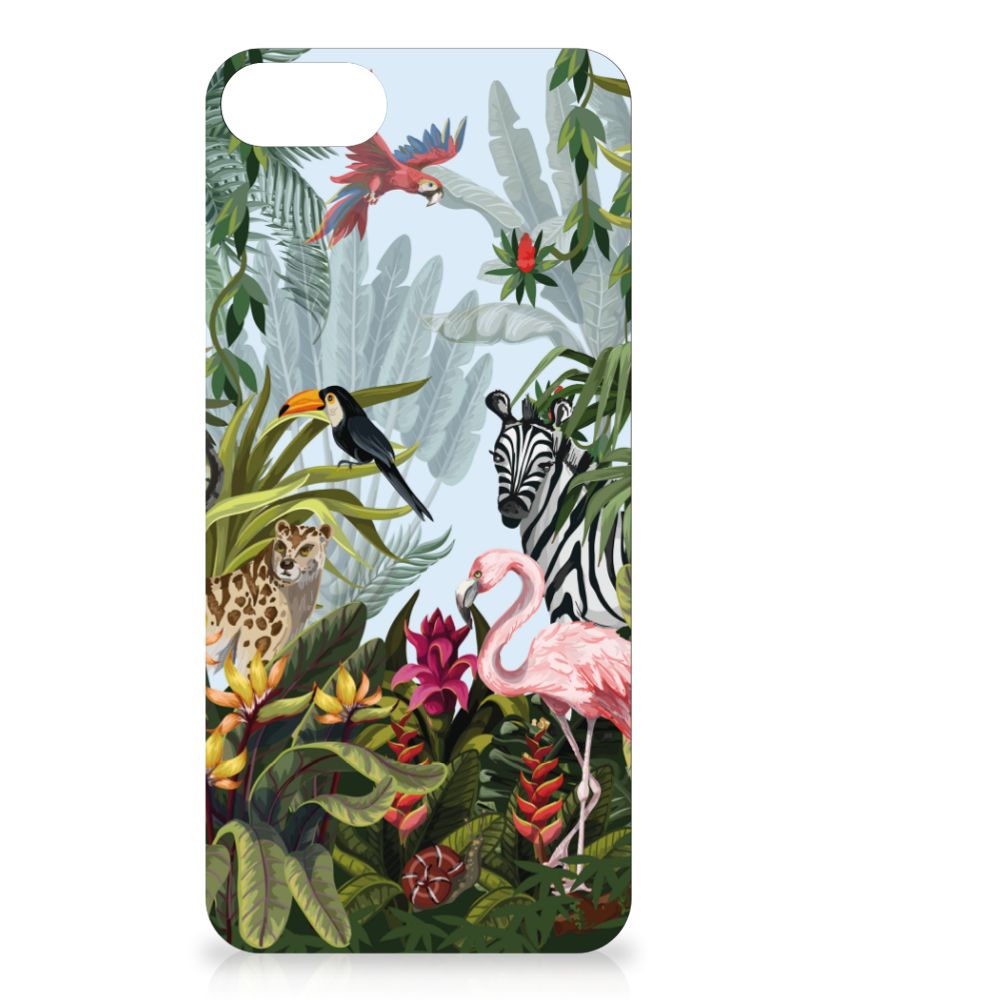 Dierenprint Telefoonhoesje voor iPhone SE 2022 | SE 2020 | 7/8 Jungle met tropische dieren en planten designs.