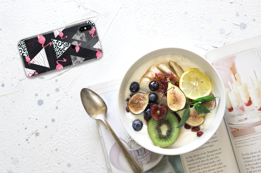Apple iPhone X | Xs TPU Hoesje Flamingo Triangle