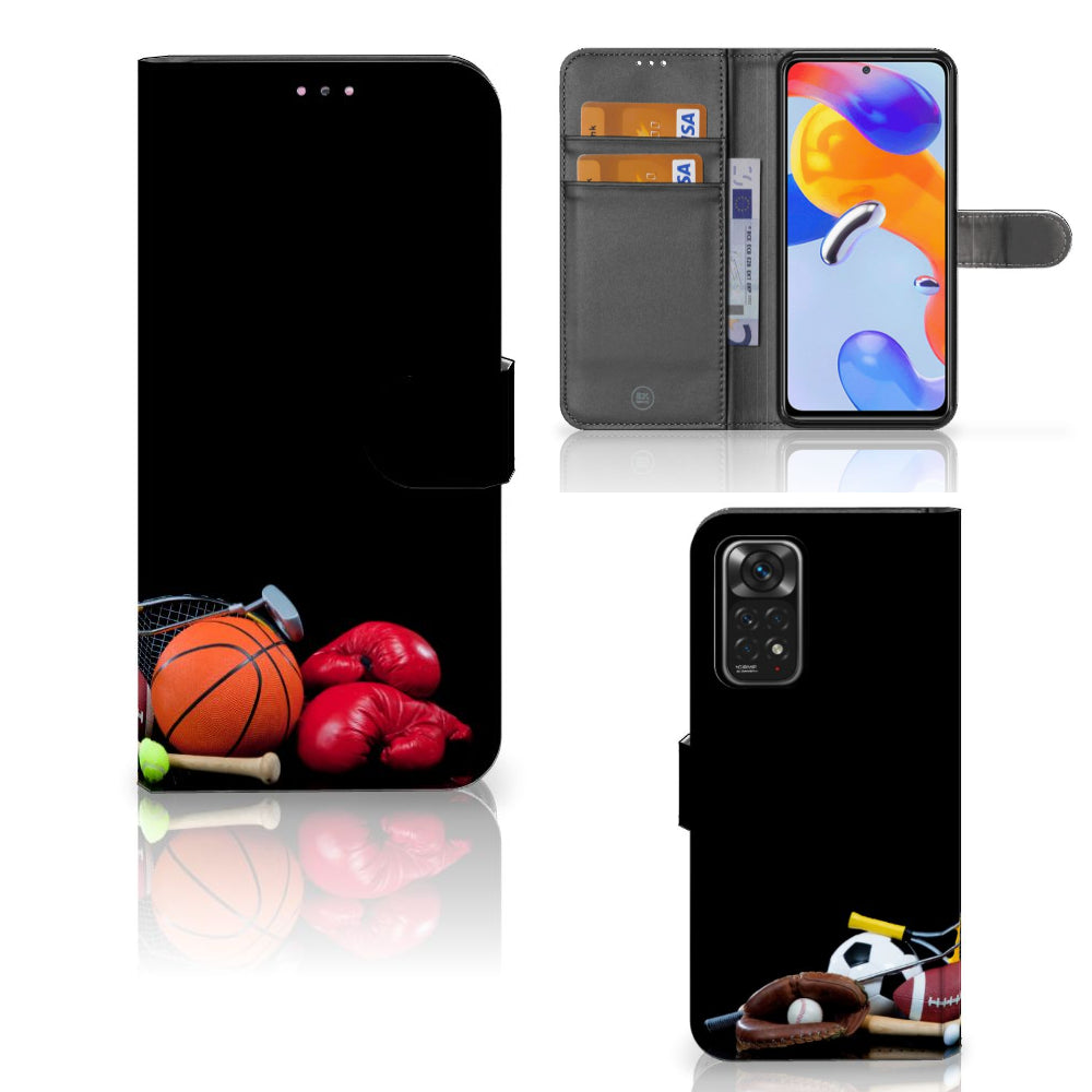 Xiaomi Redmi Note 11 Pro 5G/4G Wallet Case met Pasjes Sports, sportieve design hoesjes met meerdere houders voor pasjes.