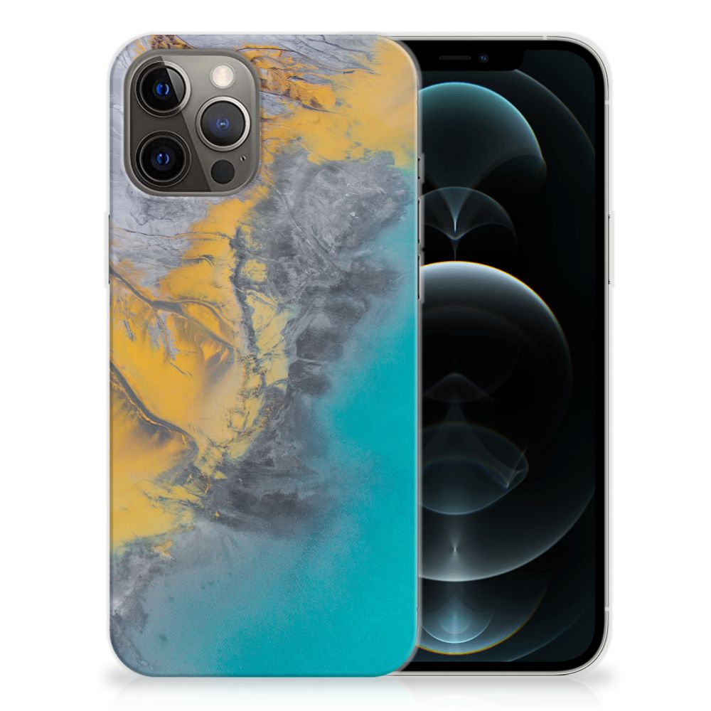 iPhone 12 Pro Max TPU Siliconen Hoesje Marble Blue Gold B2C Telecom