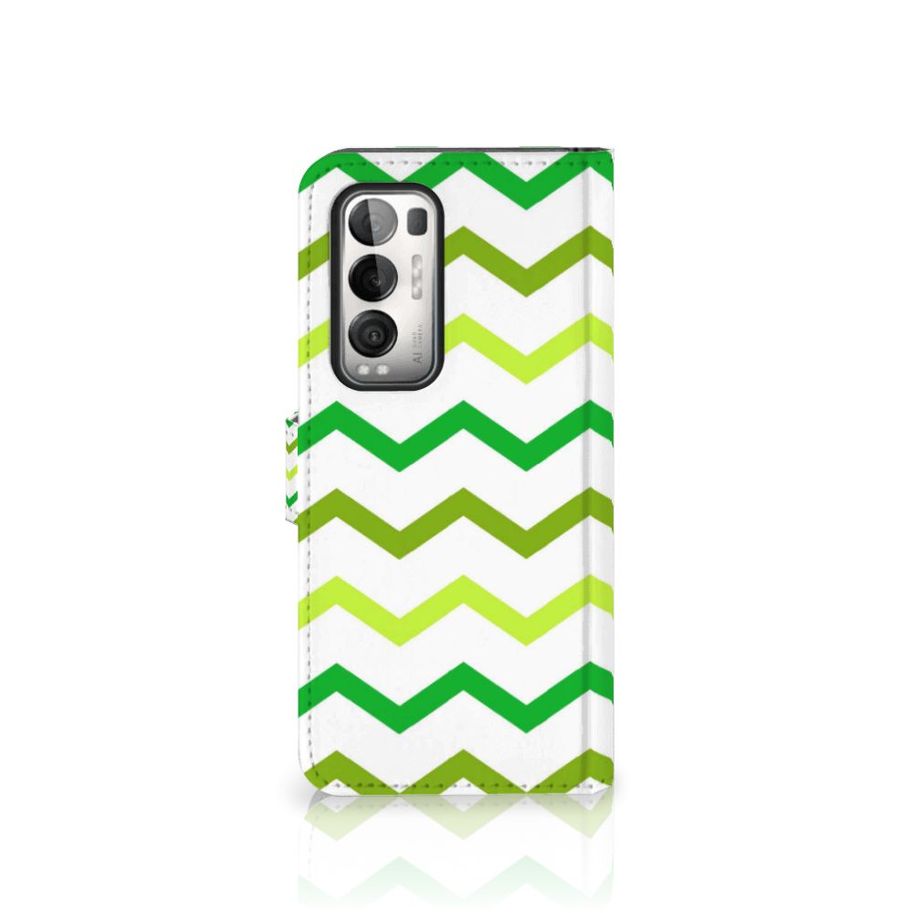 OPPO Find X3 Neo 5G Telefoon Hoesje Zigzag Groen