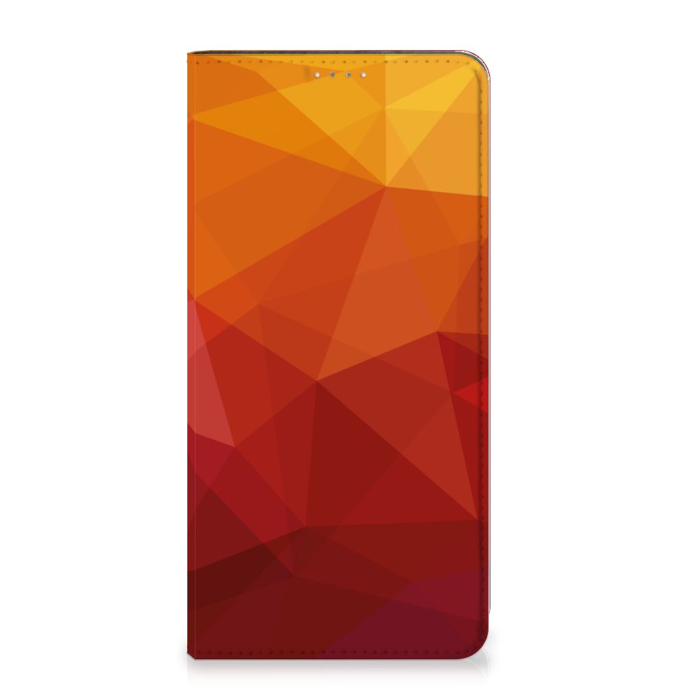 Stand Case voor Samsung Galaxy A14 5G Polygon Red met abstracte polygonale ontwerpen in warme kleuren.