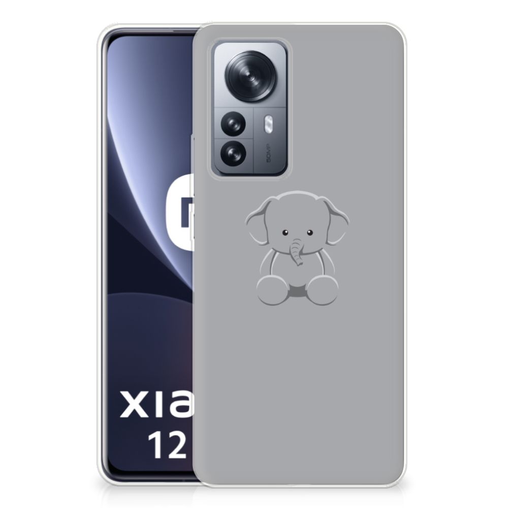 Xiaomi 12 Pro Telefoonhoesje met Naam Grijs Baby Olifant B2C Telecom