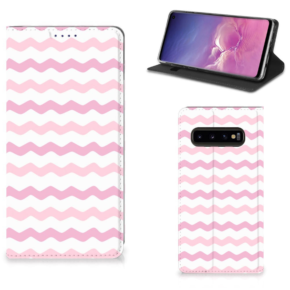 Samsung Galaxy S10 Hoesje met Magneet Waves Roze